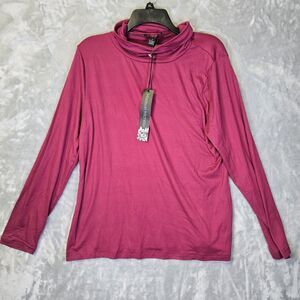 NWT Madison Michelle Turtleneck Shirt Womens XL  Red Raspberry Long Sleeve